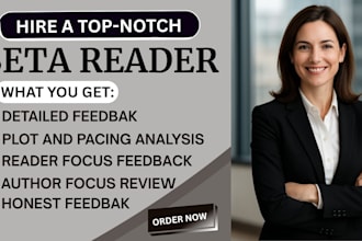 provide expert beta reading, book critique and detailed feedback with suggestion