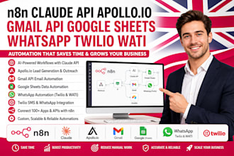 n8n claude API apollo io gmail API google sheets whatsapp twilio wati automation