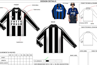 create sportswear fashion tech pack, technical flats sketch and apparel specs
