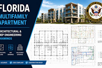 design florida muiltifamily apartment architectural floor plan, mep engineering