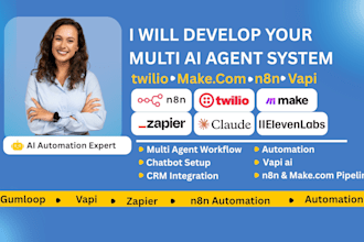 develop multi ai agent with vapi ai twilio n8n automation zapier makecom
