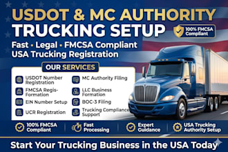 register your US trucking company, dot number and mc authority