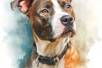 custom pet portrait, digital art, watercolor, pet memorials