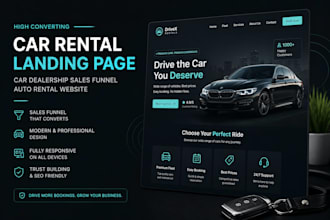 design car rental landing page car dealership sales funnel auto rental website