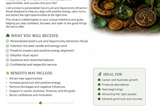 conduct a good luck and opportunity attraction ritual