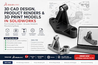 create 3d cad design, product renders and 3d prints models in solidworks