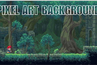 create pixel art background, game art, landscape and pixel environment