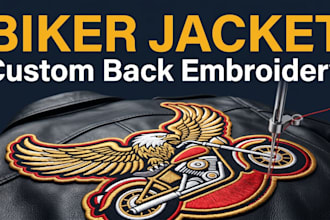 digitize jacket back embroidery logo for biker clubs fashion and apparel