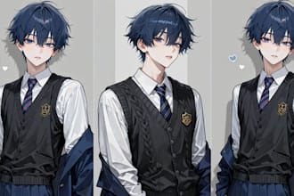 draw visual novel anime character, game cg illustration and background art
