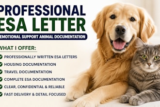 write professional esa letter emotional support animal documentations