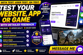 beta test, user test, manual test your app website saas and provide feedback