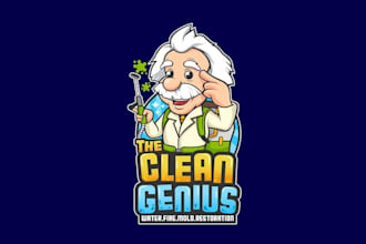 design cartoon clean genius water fire logo