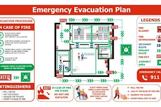 design fire emergency evacuation plan, egress plan, fire escape plan