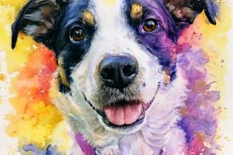 draw watercolor pet portrait