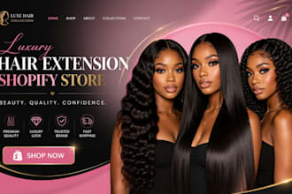 design a luxury hair extension shopify store wig website beauty store
