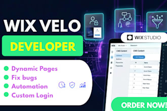 be your wix velo developer for dynamic pages, custom login and automation