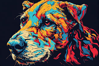 draw dog cat pet pop art and any animal portrait