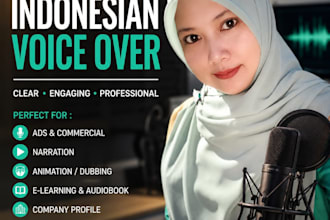 do professional indonesian voice over for ads, narration, and animation