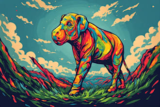 make a colorful animal pop art and portraits art for you