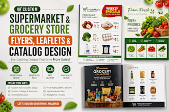 custom supermarket, grocery store flyers and leaflet design, product catalog