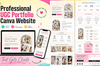 design editable canva website ugc portfolio canva media kit ugc website design