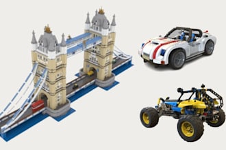 do 3d lego design, lego car, lego house, lego moc, 3d model with instruction