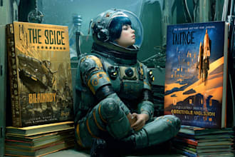 design a sci fi fantasy book cover design that sells