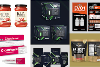 do print ready box, pouch packaging and bottle, jar label designs