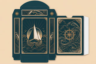 design card game packaging, tuck box, magnetic rigid box design with dieline