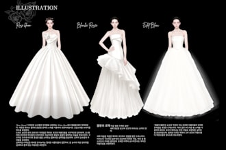 create professional bridal sketches and illustrations