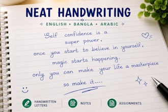 write neat handwritten letters or notes for you