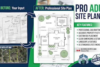 draw a professional adu site plan and plot plan for US properties