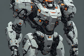 draw your mecha robot fanart or original in digital artwork