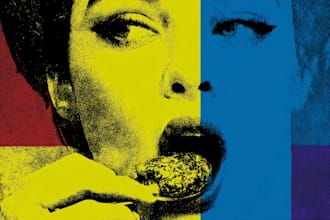 create colorful pop art food illustrations for restaurants