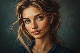 paint realistic digital oil portrait painting for  you
