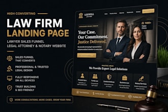 design law firm landing page lawyer sales funnel legal attorney notary website