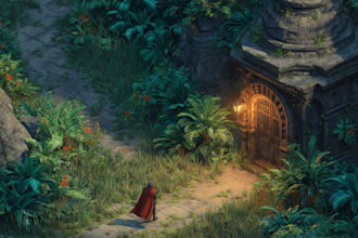 2d game parallax background and environment concept art, fantasy dnd book artist
