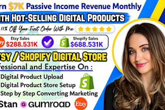 setup ROI 80k etsy digital product, shopify store, stan store digital gumroad
