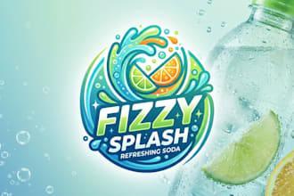 design a refreshing soda logo for beverage, drink, and soft drink brands