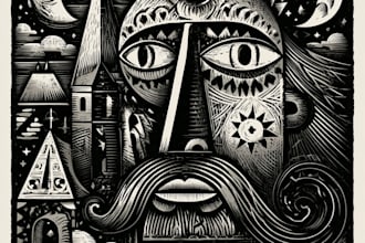 design linocut or cartoon illustration