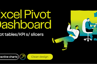 create excel pivot table, dashboard with charts and KPI