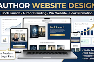 design wix author website for  wix book launch wix writer branding wix web