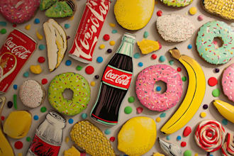 create colorful food pop art illustrations