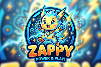 design a cute electric mascot logo for gaming, kids, and entertainment brands