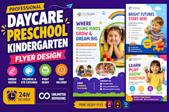 design montessori preschool, daycare and kindergarten marketing flyers