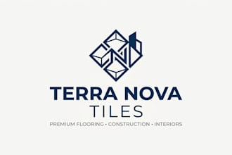 design a professional tile brand logo for flooring, construction