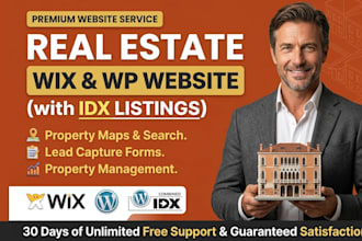 design wix real estate idx website with property listings, maps and contact form