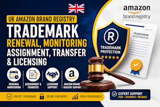 uk amazon brand registry trademark renewal monitoring assignment transfer licens