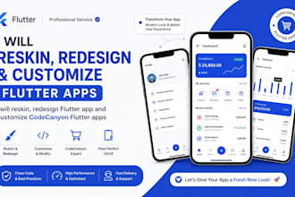 reskin, redesign and setup codecanyon flutter apps