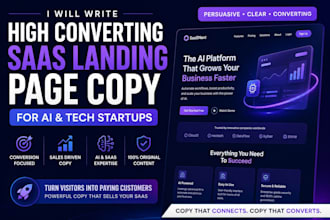 write high converting saas landing page copy for ai startups